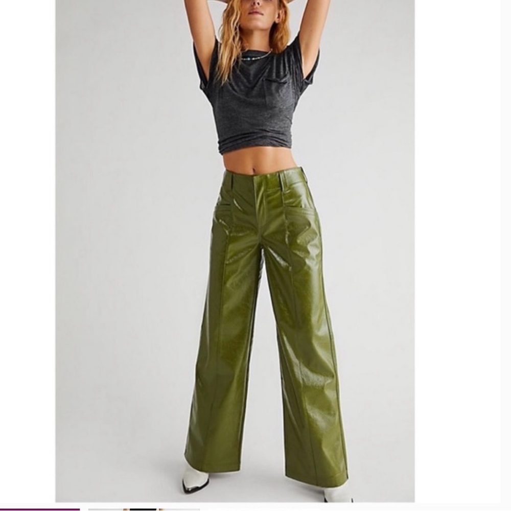 *NWT* Free People Star Crossed Lovers Olive Green Vegan Pant, size 10